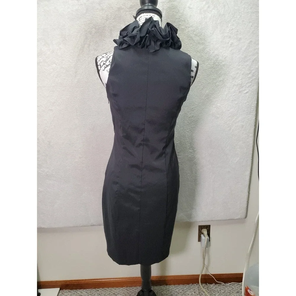 Cache Black Ruffle Halter Cocktail Dress - Picture 2 of 10